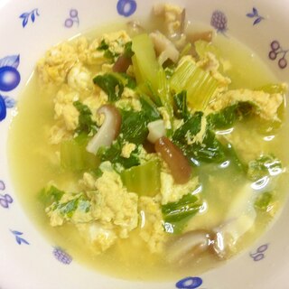 青梗菜たまご椎茸の中華スープ
